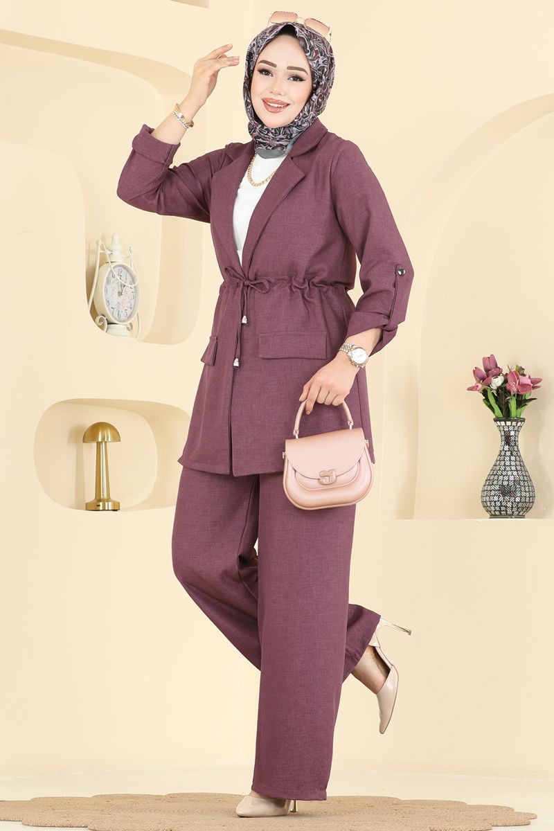 Apolet Detaylı Sofia Takım 5520MP806 Koyu Lila