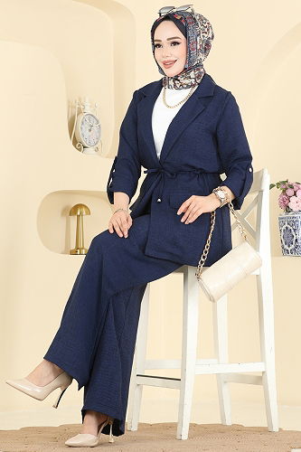 moda selvim Apolet Detaylı Sofia Takım 5520MP806 Laci - Thumbnail