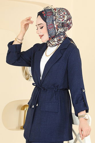 moda selvim Apolet Detaylı Sofia Takım 5520MP806 Laci - Thumbnail