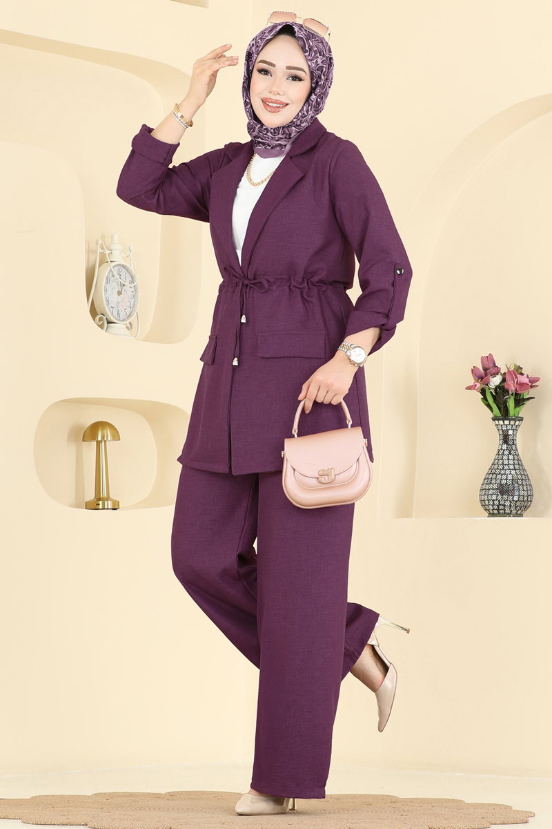 Apolet Detaylı Sofia Takım 5520MP806 Mürdüm