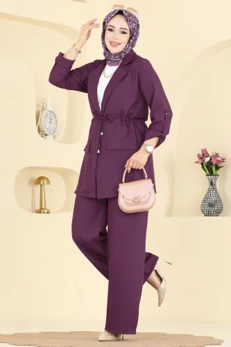 M.P. - Apolet Detaylı Sofia Takım 5520MP806 Mürdüm