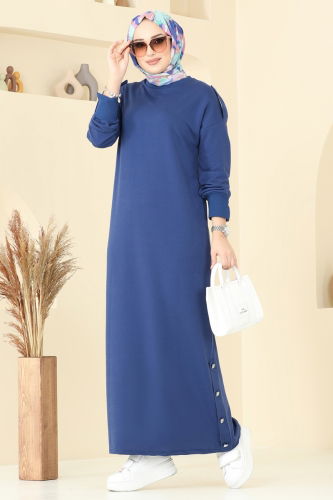 E.T.T. - Apolet Düğmeli Elbise 13367ETT926 İndigo