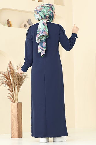 moda selvim Apolet Düğmeli Elbise 13367ETT926 Laci - Thumbnail