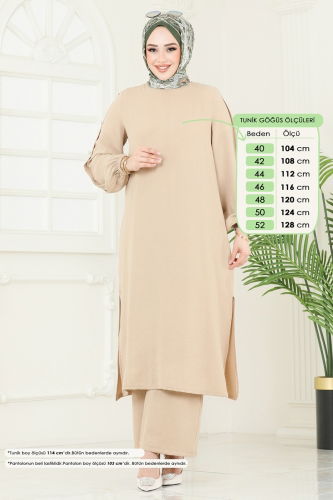 moda selvim Apolet Düğmeli Tesettür Takım 371DVL817 Vizyon - Thumbnail