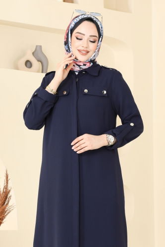 moda selvim Apolet Düğmeli Tesettür Takım 2632SL432 Laci - Thumbnail