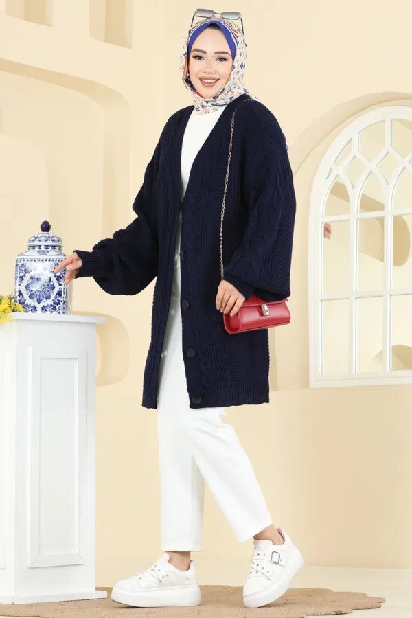 Modaselvim Hırka/Yelek Ara Boy Triko Hırka 341BRZ597 Laci