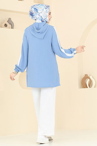 moda selvim Arma Detay Aerobin Takım 358DVL817 Açık İndigo&Ekru - Thumbnail