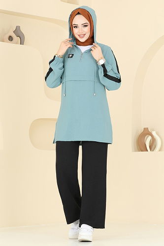 moda selvim Arma Detay Aerobin Takım 358DVL817 Mint&Siyah - Thumbnail