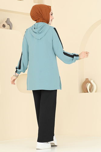 moda selvim Arma Detay Aerobin Takım 358DVL817 Mint&Siyah - Thumbnail