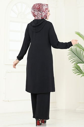 moda selvim Arma Detay Aerobin Takım 359DVL817 Siyah - Thumbnail