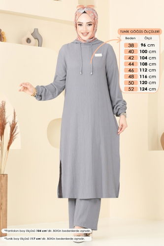 moda selvim Arma Detay Bürümcük Takım 395DVL817 Gri - Thumbnail