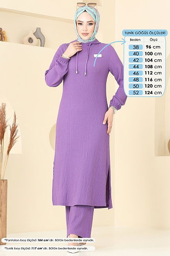 moda selvim Arma Detay Bürümcük Takım 395DVL817 Koyu Lila - Thumbnail