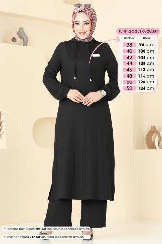 moda selvim Arma Detay Bürümcük Takım 395DVL817 Siyah - Thumbnail