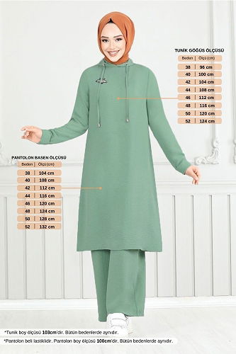 moda selvim Arma Detay İkili Takım 360DVL897-M Mint - Thumbnail