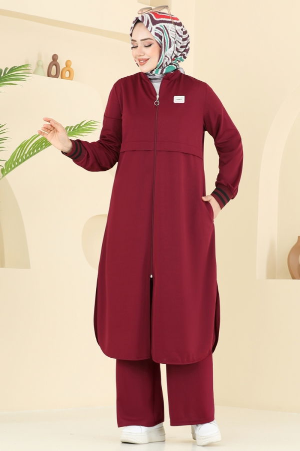 Modaselvim Kombin Arma Detay İkili Takım 424DVL817 Bordo