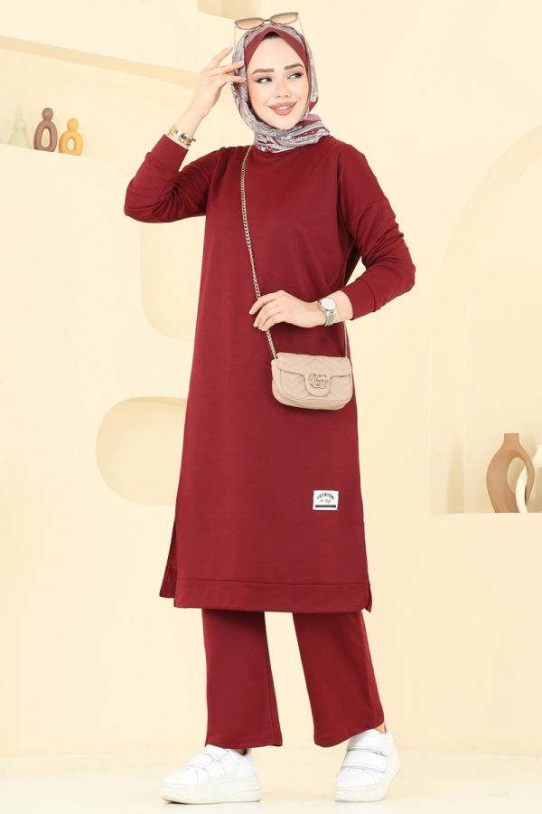Modaselvim Kombin Arma Detay İkili Takım 6032UZ662 Bordo
