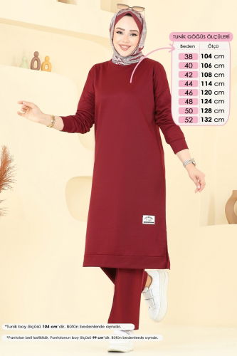 moda selvim Arma Detay İkili Takım 6032UZ662 Bordo - Thumbnail