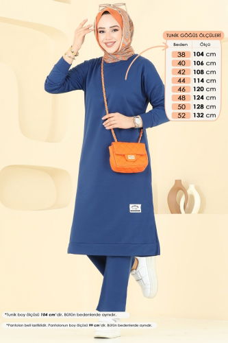 moda selvim Arma Detay İkili Takım 6032UZ662 İndigo - Thumbnail