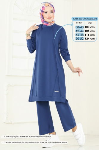 moda selvim Arma Detay İkili Takım 6033UZ662 İndigo - Thumbnail