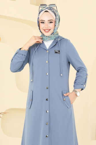 moda selvim Arma Detay Tesettür Takım 2673SL432 Bebe Mavisi - Thumbnail