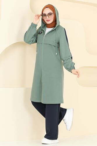 moda selvim Arma Detay Tesettür Takım 342DVL817 Mint&Laci - Thumbnail