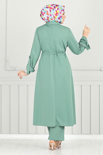moda selvim Arma Detay Tesettür Takım 9140PL940-M Mint - Thumbnail