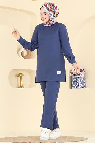moda selvim Arma Detaylı 2 li Takım 1921SBL832 İndigo - Thumbnail