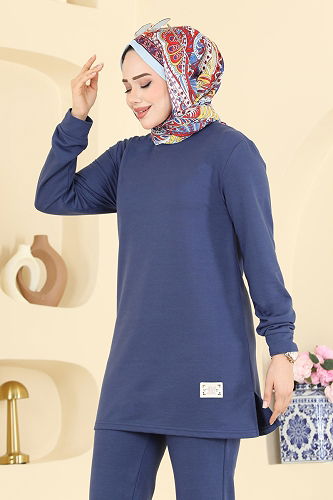 moda selvim Arma Detaylı 2 li Takım 1921SBL832 İndigo - Thumbnail