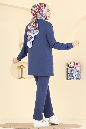 moda selvim Arma Detaylı 2 li Takım 1921SBL832 İndigo - Thumbnail