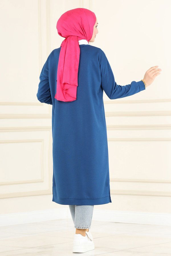 Arma Detaylı Basic Tunik 201MRT754 İndigo - 4