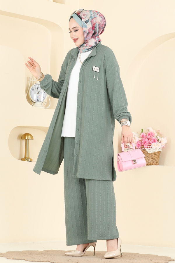 Modaselvim Kombin Arma Detaylı Burgu Takım 210BO429 Mint