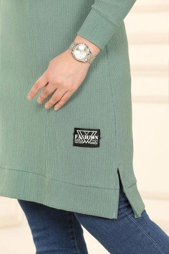 moda selvim Arma Detaylı Bürümcük Tunik 1009YNS793 Mint - Thumbnail