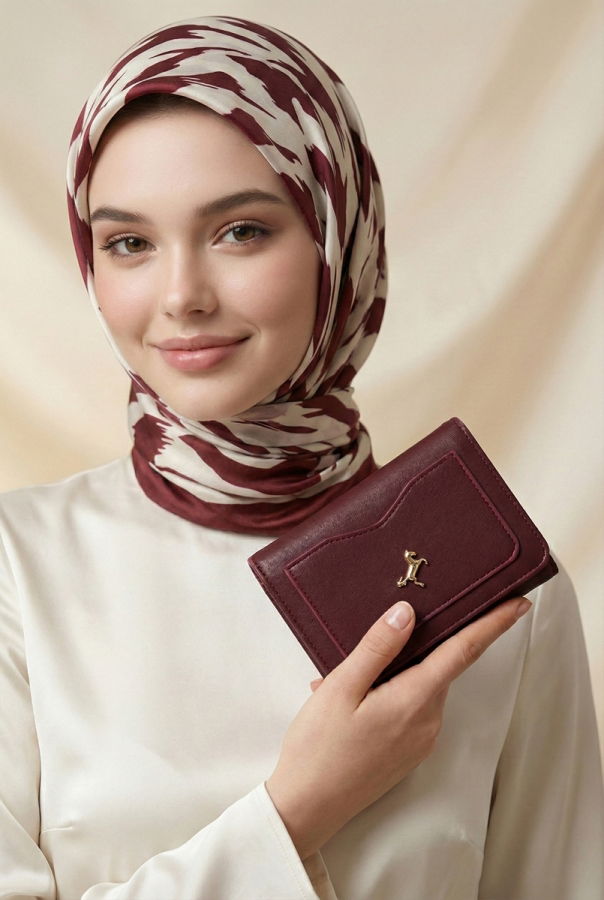 Modaselvim ÇANTA/CÜZDAN Arma Detaylı Çıtçıtlı Cüzdan 212MERK1193 Bordo