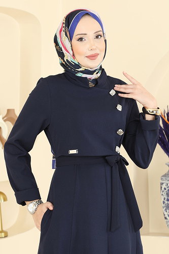 moda selvim Arma Detaylı Kuşaklı Elbise 2838SLK540 Laci - Thumbnail