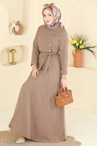 S.L.K. - Arma Detaylı Kuşaklı Elbise 2838SLK540 Vizyon