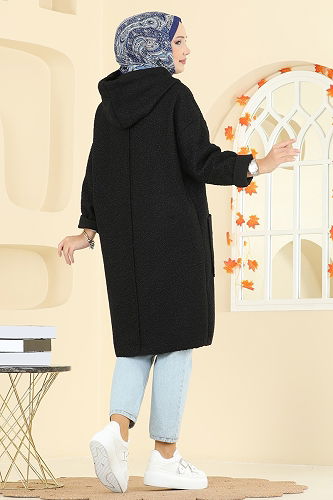 moda selvim Arma Detaylı Peluş Kap 4739ZNK1009 Siyah - Thumbnail