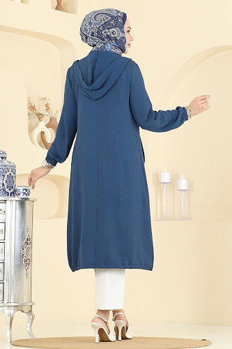 moda selvim Arma Detaylı Rahat Kap 9233PLK541 Açık İndigo - Thumbnail