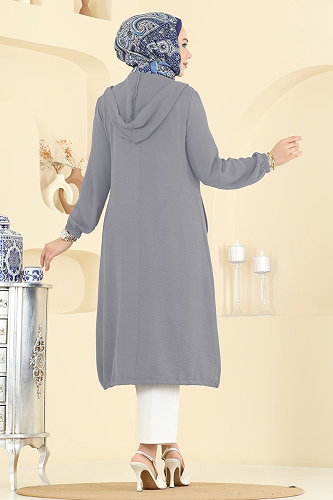 moda selvim Arma Detaylı Rahat Kap 9233PLK541 Gri - Thumbnail
