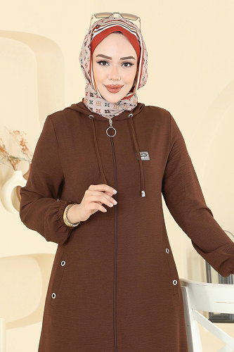 moda selvim Arma Detaylı Rahat Kap 9233PLK541 Kahve - Thumbnail