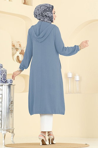 moda selvim Arma Detaylı Rahat Kap 9233PLK541 Mavi - Thumbnail