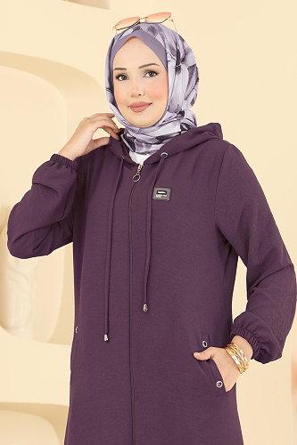 moda selvim Arma Detaylı Rahat Kap 9233PLK541 Mürdüm - Thumbnail