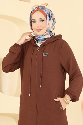 moda selvim Arma Detaylı Rahat Kap 9233PLK541 Taba - Thumbnail