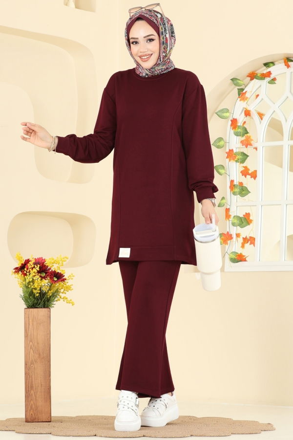 Modaselvim Kombin Arma Detaylı Spor Takım 2758AYD574 Bordo