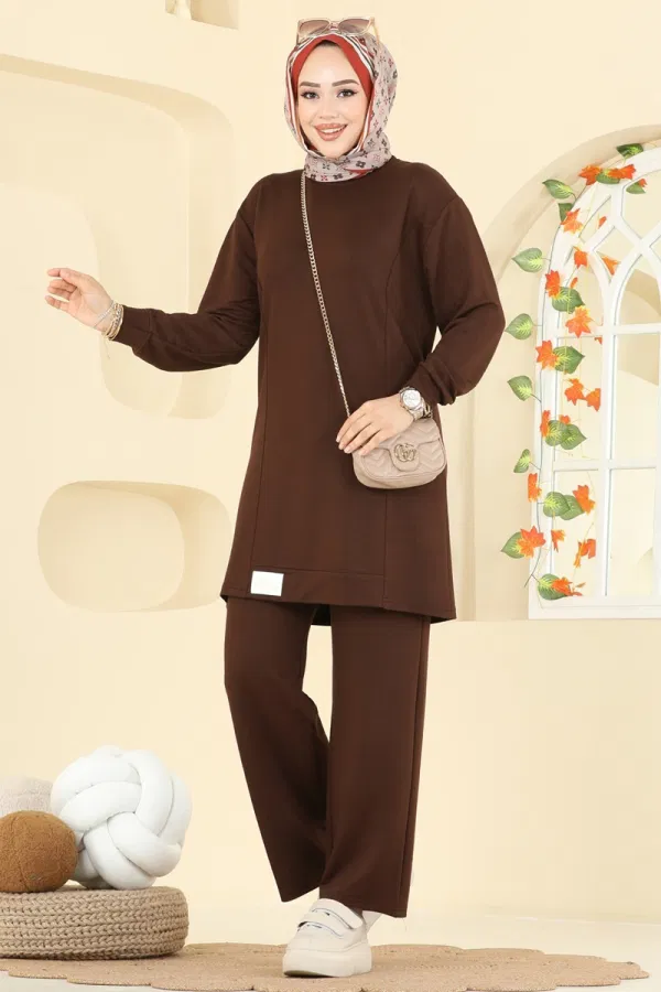 Modaselvim Kombin Arma Detaylı Spor Takım 2758AYD574 Kahve