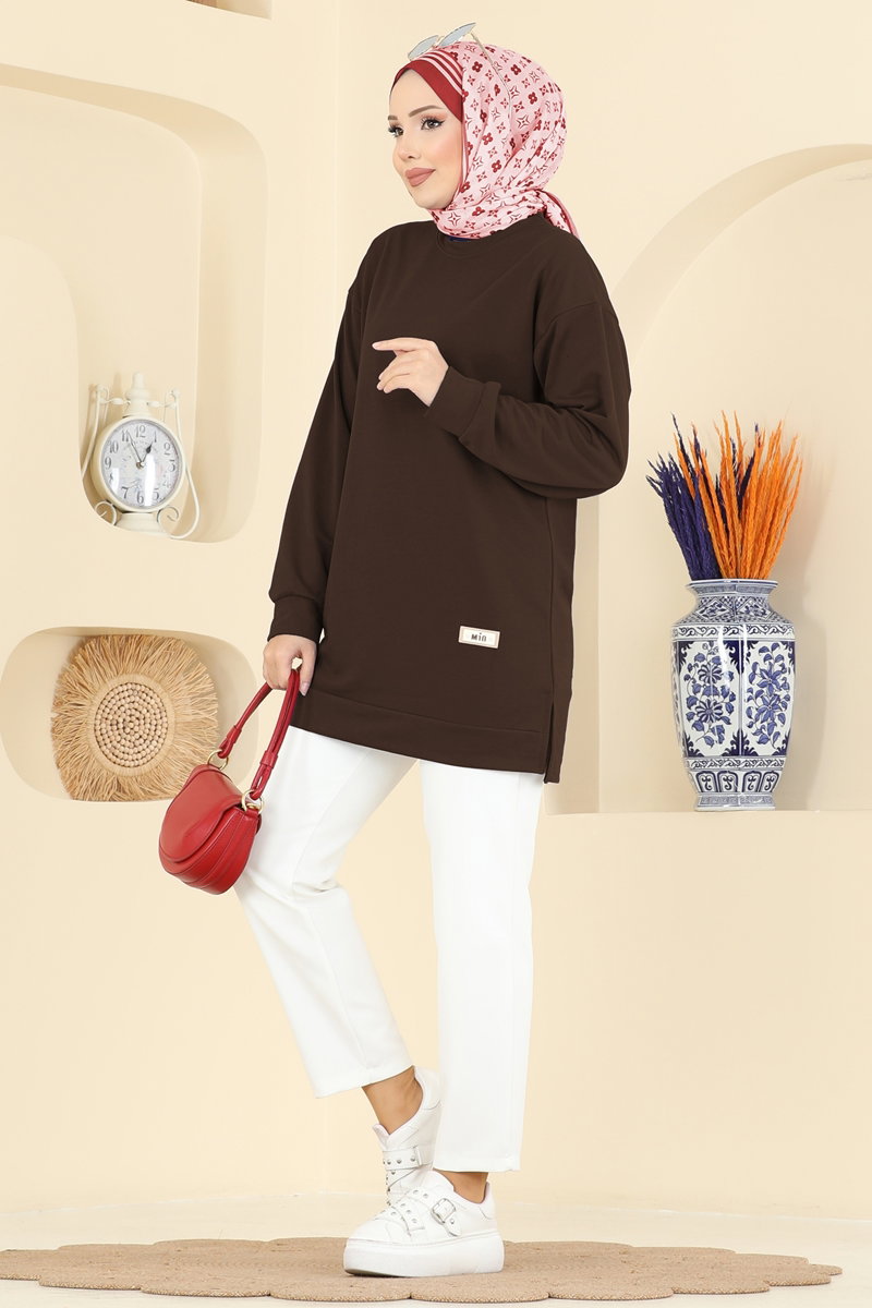 Arma Detaylı Spor Tunik 701PM271 Kahve