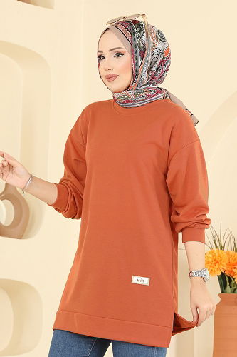 moda selvim Arma Detaylı Spor Tunik 701PM271 Kiremit - Thumbnail
