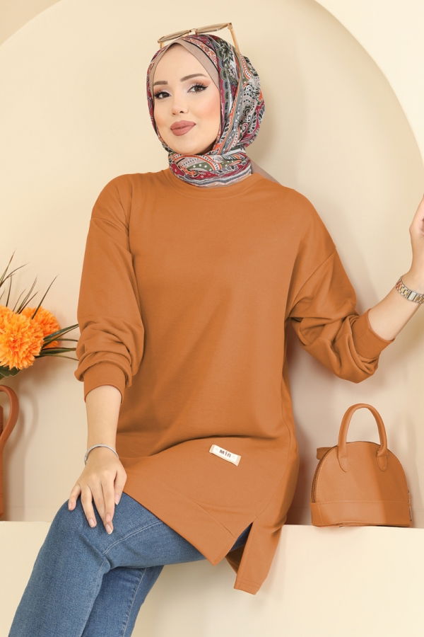 Modaselvim Tunik Arma Detaylı Spor Tunik 701PM271 Koyu Hardal