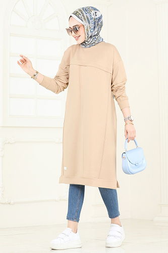 moda selvim Arma Detaylı Tesettür Tunik 2694AYD574 Vizyon - Thumbnail