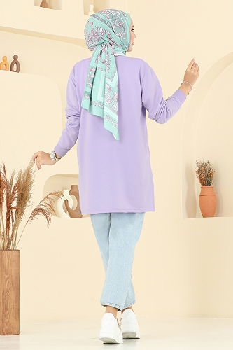 moda selvim Arma Detaylı Tunik 101OZN1046 Lila - Thumbnail