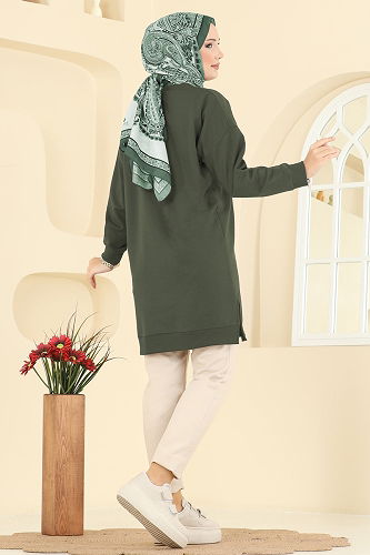 moda selvim Arma Detaylı Tunik 20455ETT926 Haki - Thumbnail